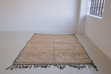 Bloom vintage Beni Ourain rug with a thick textured pile, peach coloured, grey tassels.