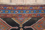 Lennon - Antique Kurdish Rug in Deep Blue and Rust Hues - Main Border