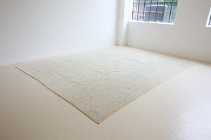 Annabelle is a beautiful Mahal rug featuring a peachy taupe field and a pretty, decorative all over floral design in blue