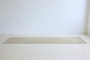 The Heriz is one of the most sought after and recognisable Persian designs, known for vibrant colours and bold geometric patterns. This runner features a beautiful colour palette of taupe, blue and muted brown.