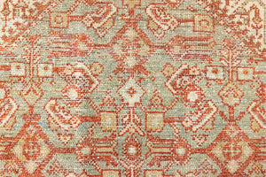 This is a Persian Malayer runner rug with a beautiful palette of blues and terracotta and a wonderful patina. Persia produces this finest carpets and this is one of them.