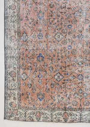 Ines is a vintage rug from Turkey, This gorgeous handwoven carpet features a lovely all over floral design and a soft colour palette. Shop our beautiful range of vintage rugs and carpets online now.