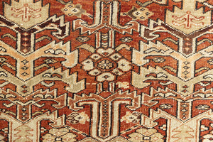 This is a antique Persian Heriz rug that has been over-dyed to gently fade its original colours, giving a more neutral palette. Persia has the most desirable rugs and carpets with stunning designs such as this carpet. Now available at Ourika London.