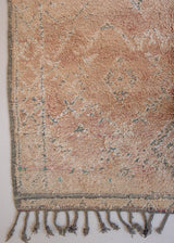Bloom vintage Beni Ourain rug with a thick pile, peach coloured, grey tassels.