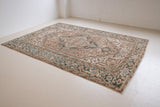 A decorative Heriz rug. Featuring a classic Heriz design in gorgeous soft blue, taupe and cream tones.