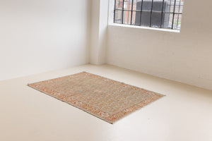 Tabriz rugs are celebrated for their incredible precision, calm symmetry and intricate designs. This piece features a stunning all over Herati pattern and an incredible palette of soft terracotta and sky blue.