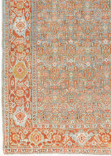 Tabriz rugs are celebrated for their incredible precision, calm symmetry and intricate designs. This piece features a stunning all over Herati pattern and an incredible palette of soft terracotta and sky blue.