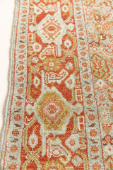 Tabriz rugs are celebrated for their incredible precision, calm symmetry and intricate designs. This piece features a stunning all over Herati pattern and an incredible palette of soft terracotta and sky blue.