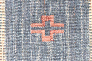 A Vintage Swedish Rug c1960. An original röllakan flatweave carpet featuring a unique design. 