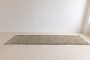 Detail of a genuine antique Persian Malayer runner in blue tones, a handmade carpet with an all-over design.