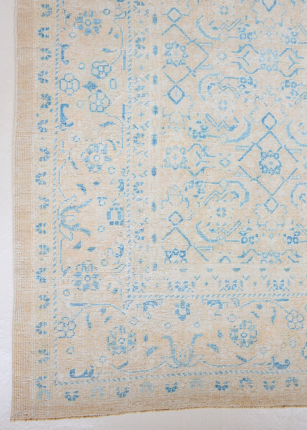 Annabelle is a beautiful Mahal rug featuring a peachy taupe field and a pretty, decorative all over floral design in blue