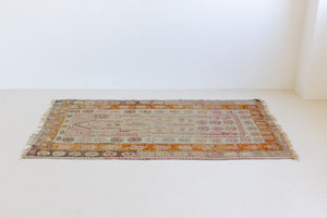 Mirelli is a Central Anatolian kilim. Hand-woven on village and nomadic looms in vivid, naturally dyed colours. Mirelli is dotted with the classic Anatolian star motif, long believed to symbolise happiness and fertility.