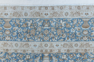 Tess is an original oversized Persian Kerman rugs from the the south east of Kerman, carpets from this part of Persia often feature very intricate floral designs. This is a lovely rug with muted tones.