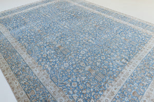 Tess is an original oversized Persian Kerman rugs from the the south east of Kerman, carpets from this part of Persia often feature very intricate floral designs. This is a lovely rug with muted tones.