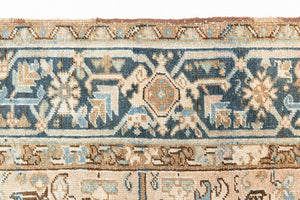 This is a vintage Persian Heriz rug that has been over-dyed to gently fade its original colours, giving a more neutral palette. Persia has the most desirable rugs and carpets with stunning designs such as this carpet. Now available at Ourika London.