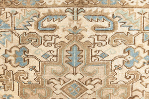This is a vintage Persian Heriz rug that has been over-dyed to gently fade its original colours, giving a more neutral palette. Persia has the most desirable rugs and carpets with stunning designs such as this carpet. Now available at Ourika London.