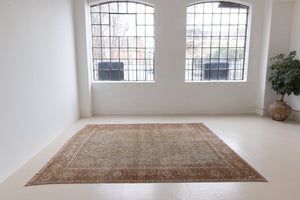 Mahal rugs are some of the most desirable Persian village rugs. This Carpet features an extremely rare pistachio green field and a highly unique floral Herati design 