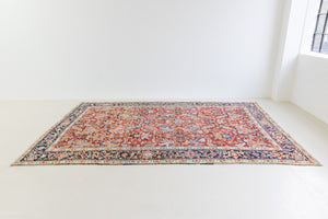 This is a handmade antique Heriz rug woven in Persia. The Heriz region is known for producing some of the most ornate Persian carpet, often known for their mesmerising and intricate repeating patterns.