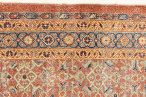 This is a handmade antique Mahal rug woven in Persia. The Mahal region is known for producing some of the most ornate Persian carpet, often known for their mesmerising and intricate repeating patterns.