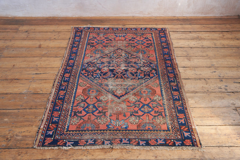Handcrafted Teresa Malayer Rug in Repeating Patterns - Front View 