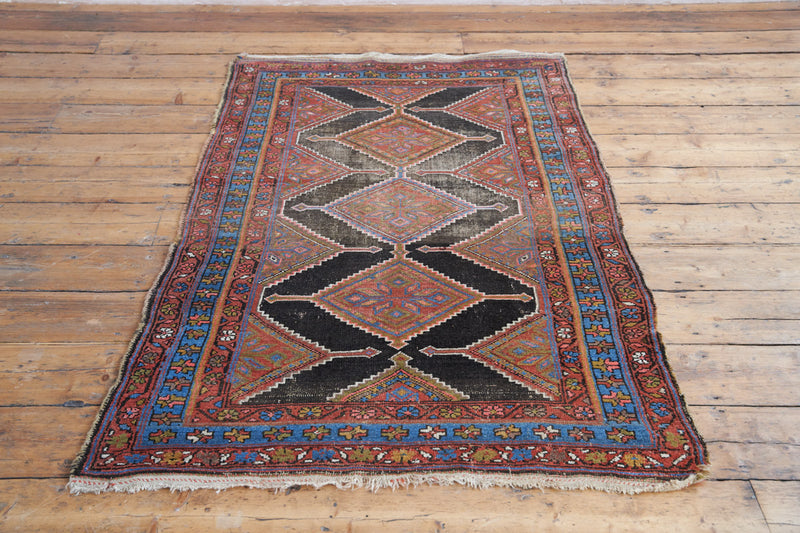 Antique Lennon Kurdish Rug with Traditional Tribal Motifs - Front View
