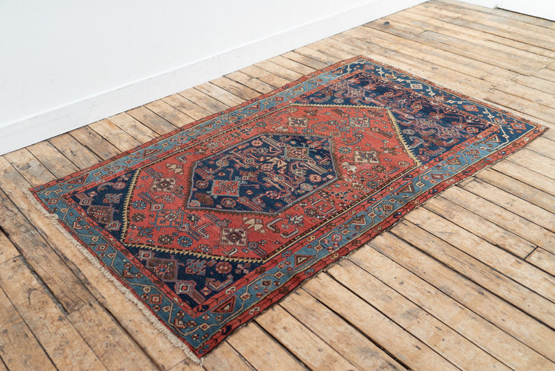 Antique Helena Hamadan Rug with Angular and Geometric Patterns