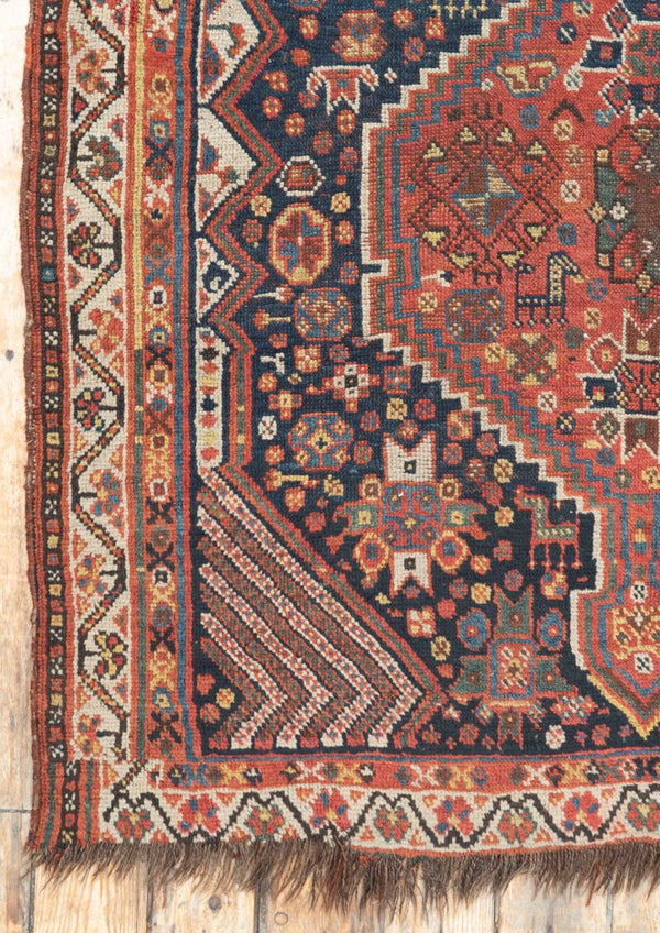 Aliya - Qashqais Nomadic Rug Handwoven by Tribes - Left Corner