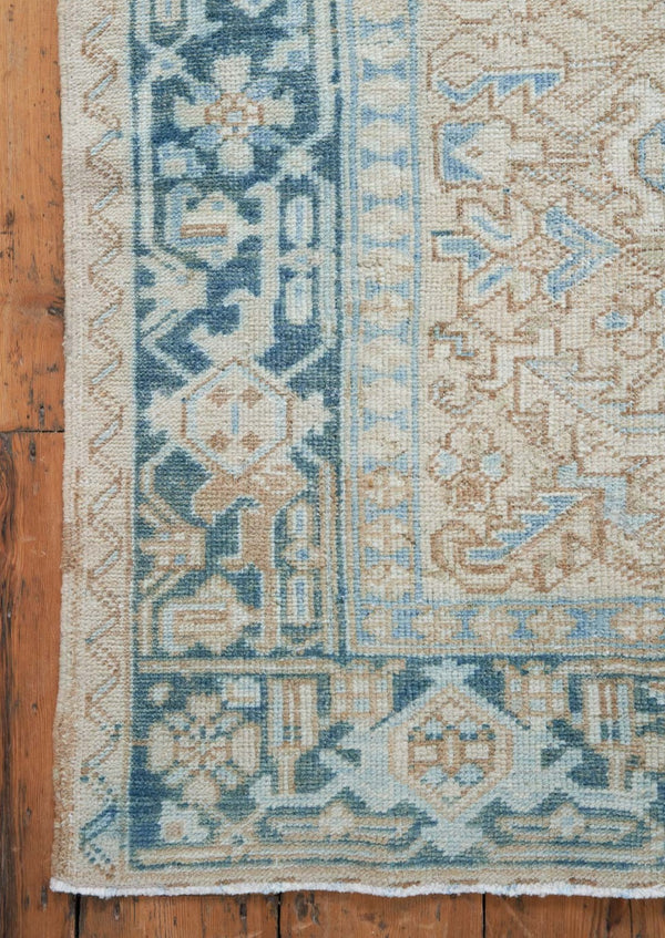 Blondie - Faded and Soft tones Persian Heriz Rug - Left Corner View