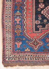 Penny - Antique Afshar Rug, Stylised Geometric Designs - Left Corner