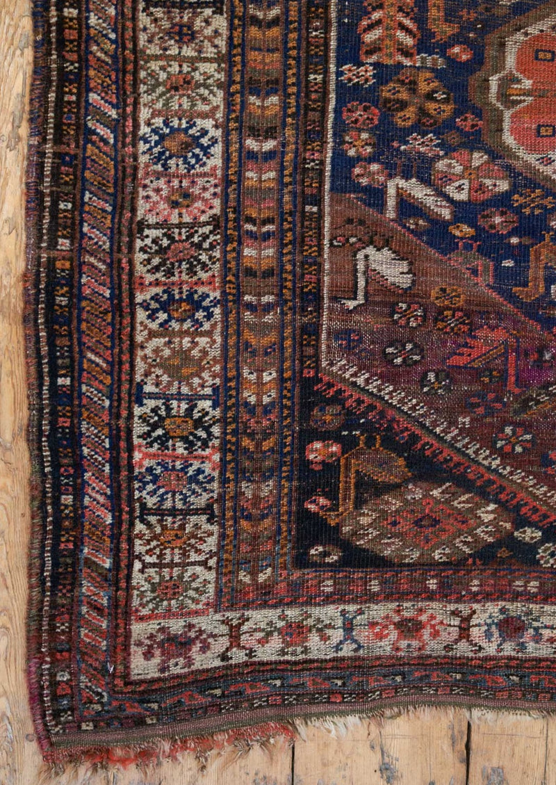 Miranda Antique Handmade Qashqai Rug - Left Corner View