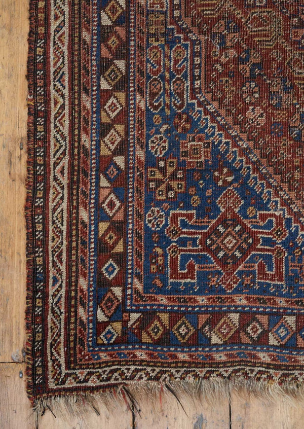 Vintage Jacob Rug - Handwoven by Qashqai Tribes - Left Corner View