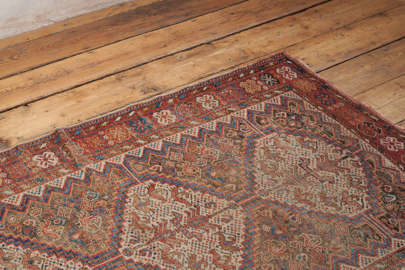 Vintage Connell Rug - Handwoven by Qashqais Tribes, Size - 186 x 125 cm