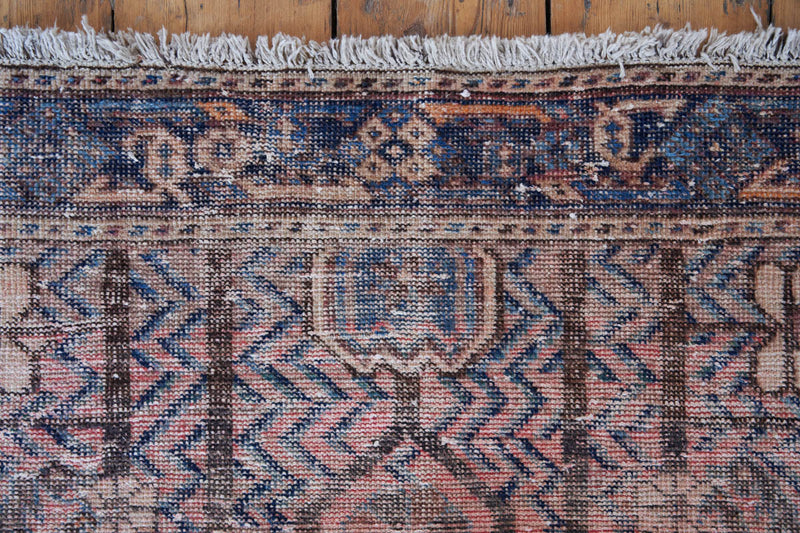 Antique Flossie Afshar Rug with Persian Geometric Designs - Fringe