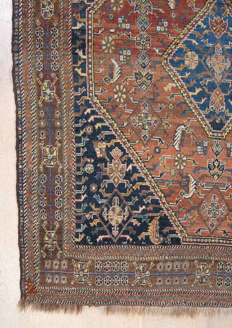 Clarissa Qashqais Rug - Handwoven by Nomadic Tribes - Left Corner