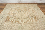 Over-dyed Cher Persian Heriz Rug with Soft Tones and Faded Look