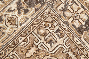 Mirabelle 90-year-old vintage Persian Heriz rug from Ourika London. That has been over-dyed using a unique procedure to gradually fade its original colour. Persia is where you will find the finest carpets and rugs will amzing designs and colours.