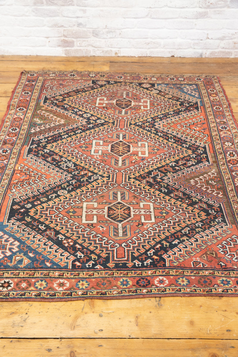 Dolores Qashqais Nomadic Rug with Beautiful Tribal Motifs - Top View 