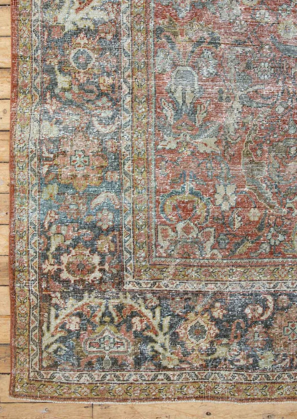 Jasmine - Antique Persian Village Rug, Over-dyed - Left Corner View