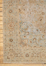 Maeve - Antique Persian Rug with Ivory and Blues - Left Corner View