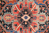 Unique Willow Persian Heriz Rug with Bold Patterns - Medilion View