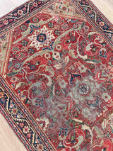 Lana - Handmade Mahal Rug with Decorative Designs - Top View