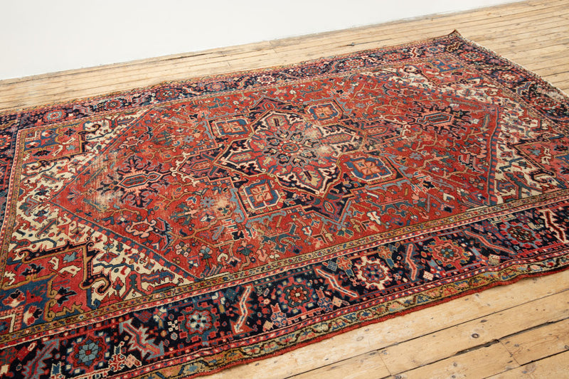 Handcrafted Arthur Heriz Rug in Persian Design and Geometric Patterns