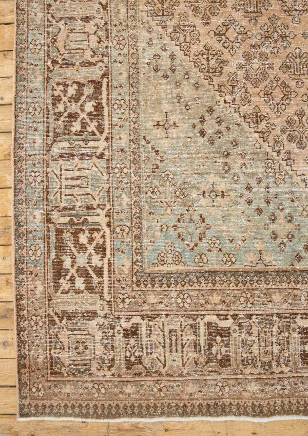 Bridget - Antique Persian Rug with Faded Diamond Shapes - Left Corner