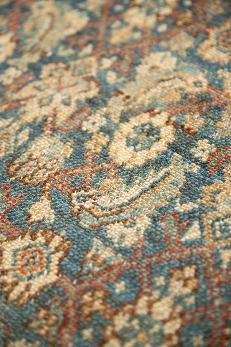 Verity - Blue Senneh Rug with Intricate Designs - Medilion View