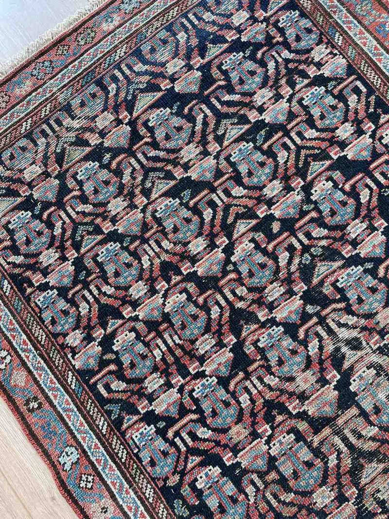 Antique and Handmade Demi Rug from Iran with Intricate Patterns