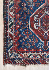 Jiro - Qashqais Nomadic Rug with Nature-inspired Motifs - Left Corner