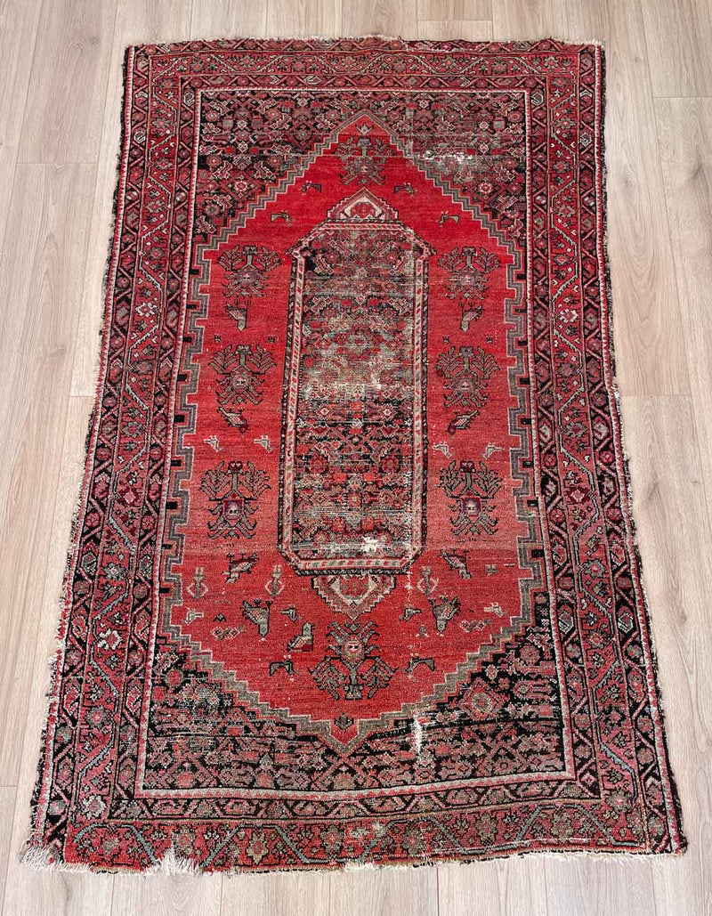 Antique Lori Rug with Intricate Repeating Patterns - Front View